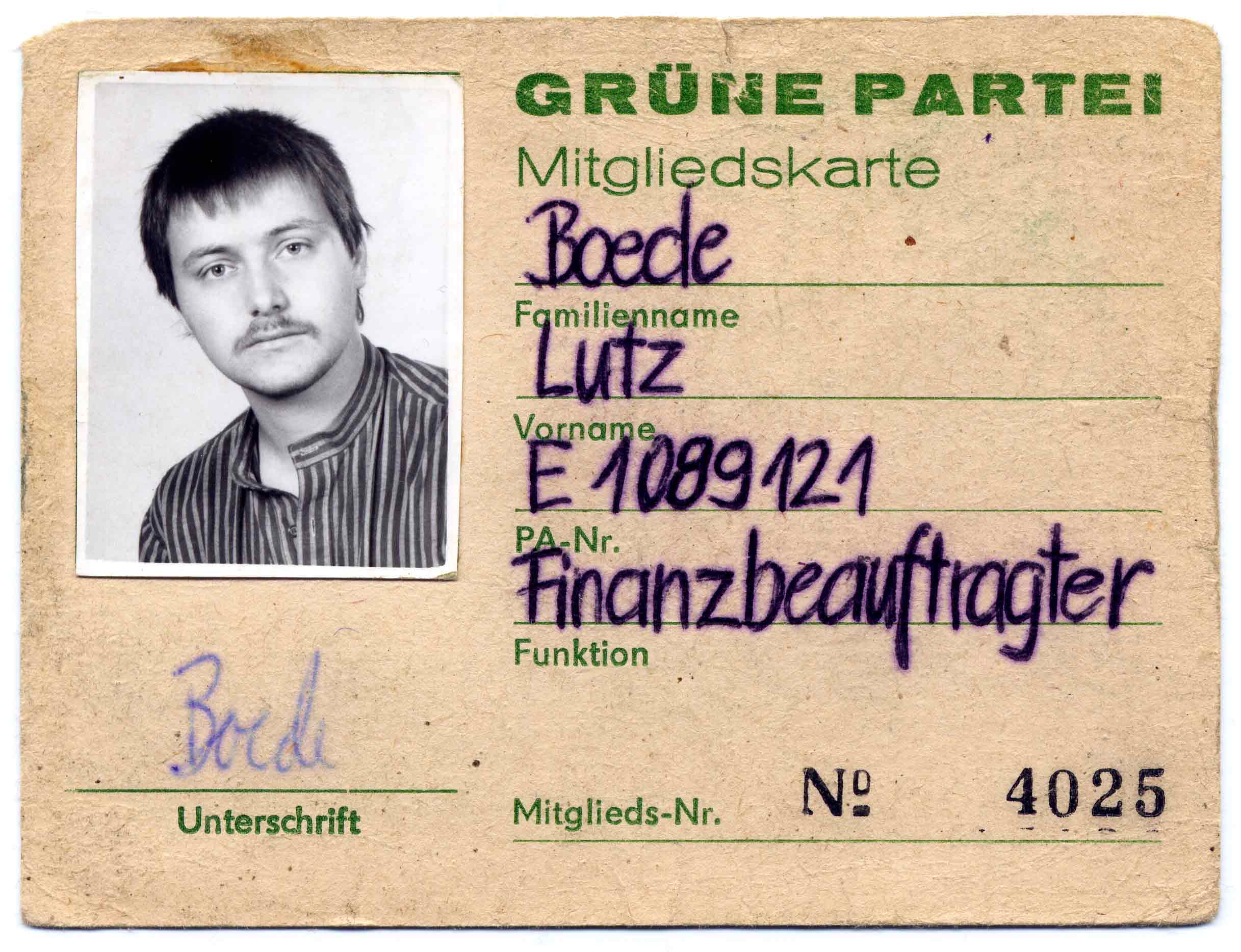 Mitgliedsausweis Gruene Lutz Boede